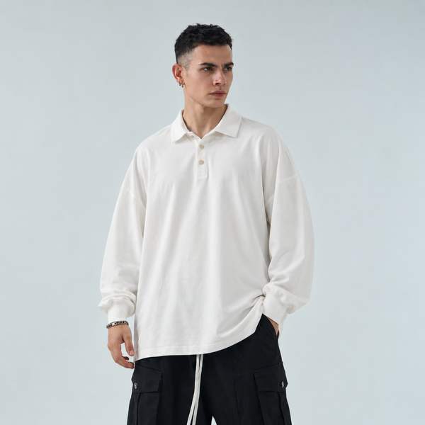 Polo Long Sleeve Oversize-Duca Homme (bianco)