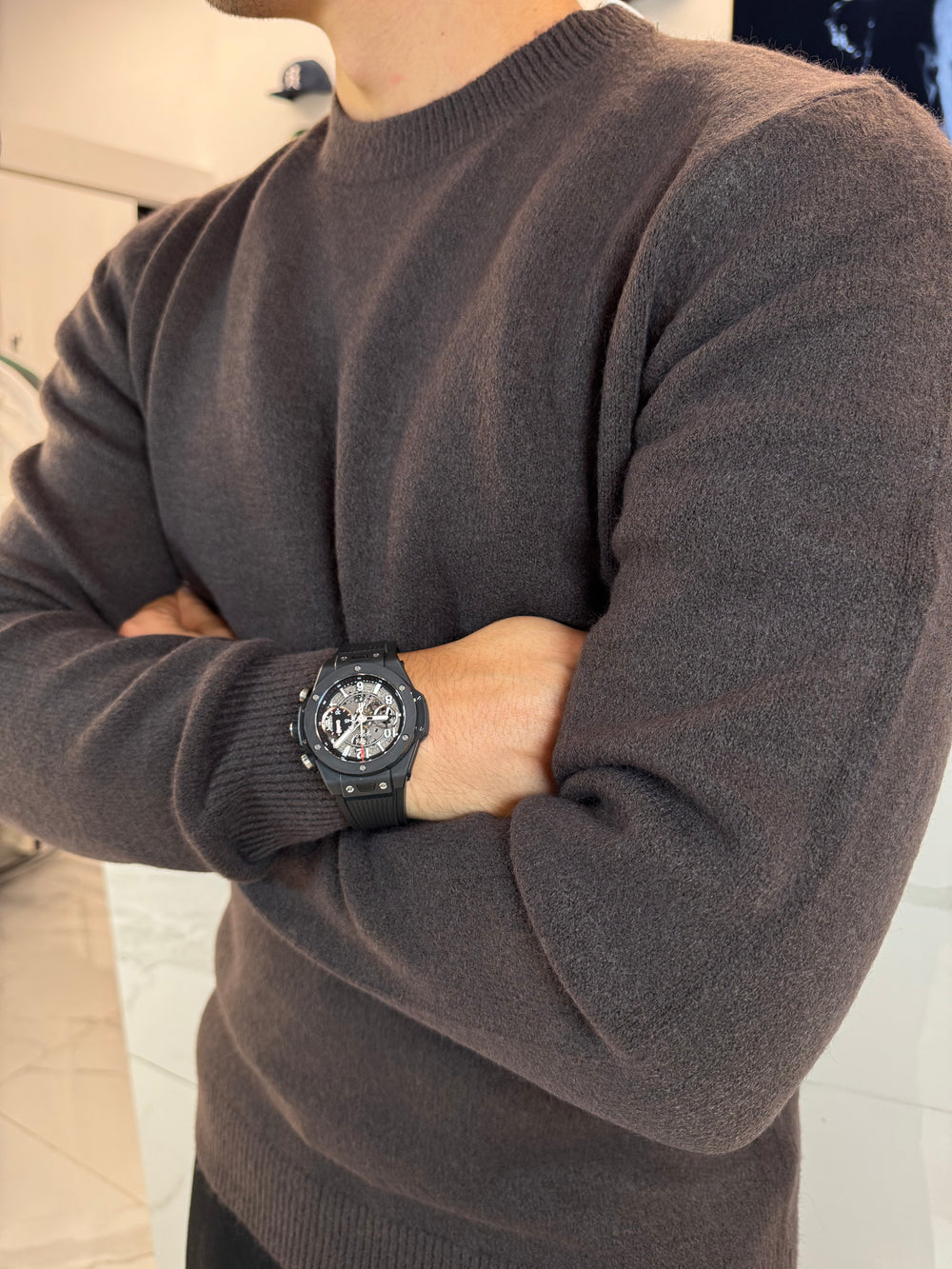 Maglione Basic Girocollo Marrone misto cachemir - Duca Homme
