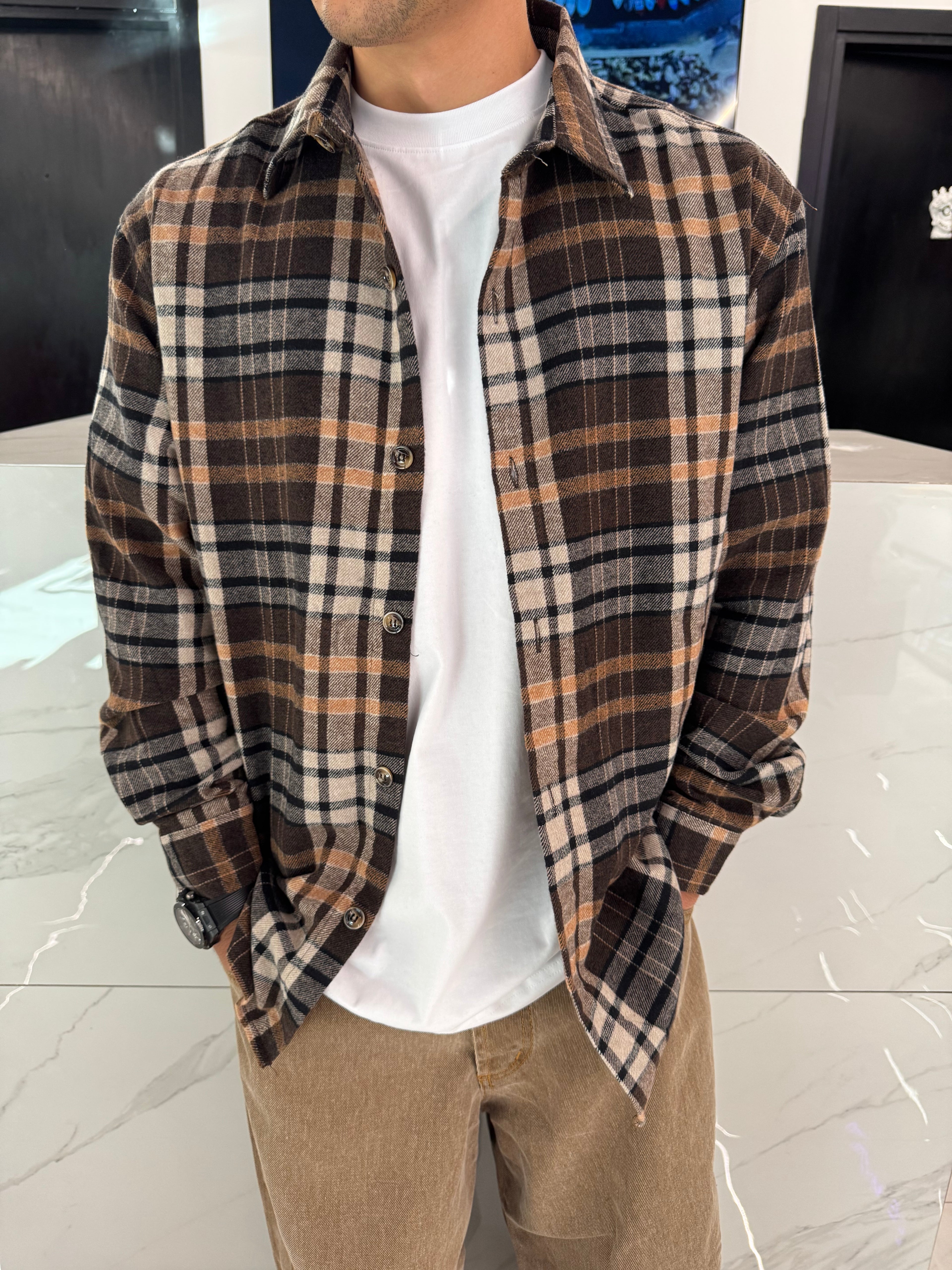 camicia a quadri da uomo e ragazzo abbigliamento duca homme marrone