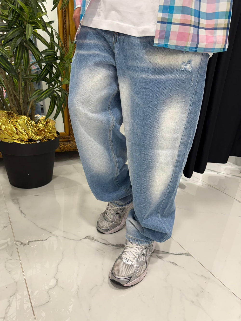 Jeans Baggy Uomo Duca Homme | Denim Chiaro Loose Fit | Gamba Larga