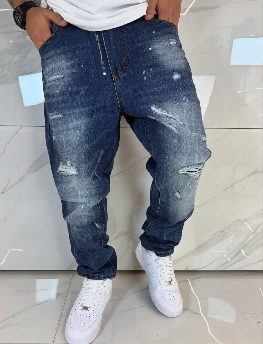 Jeans Regular Uomo Duca Homme | Denim Strappato Regular  Fit |