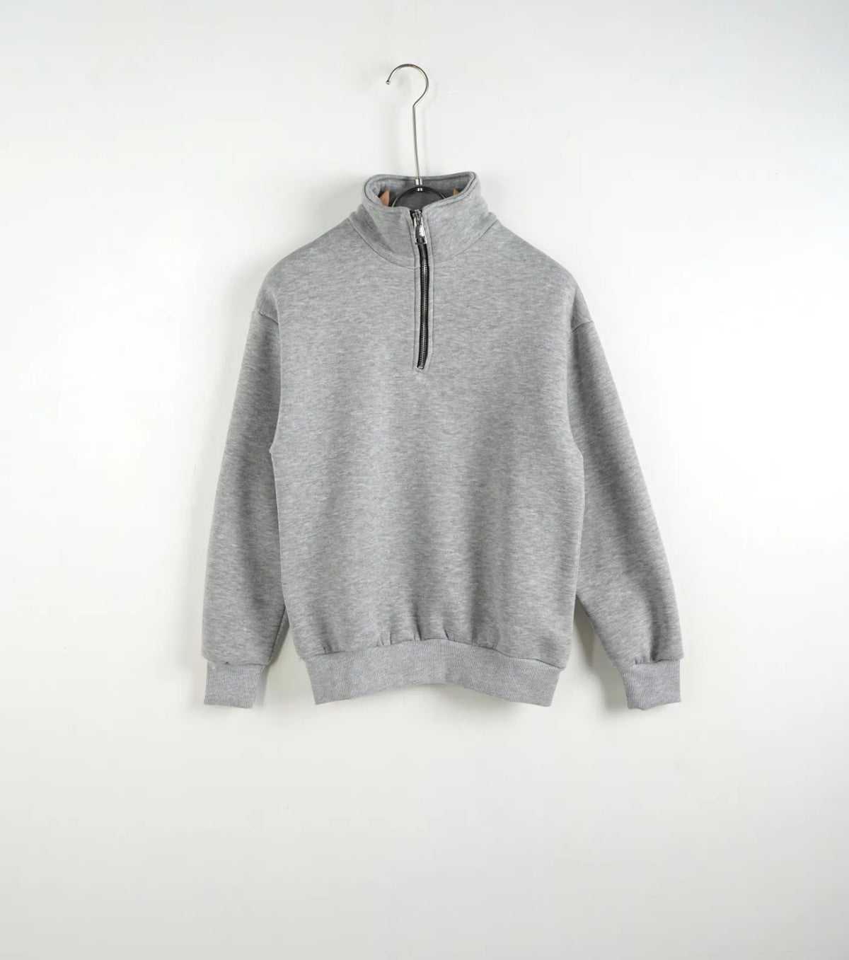 Felpa Mezza Zip Grigio chiaro Collo Alto Bambino - Duca Homme