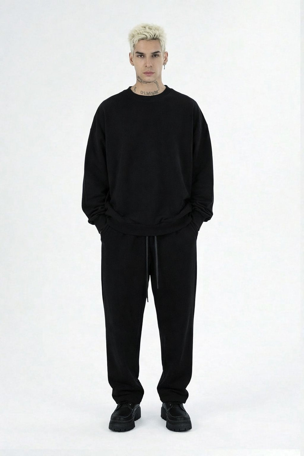Completo Tuta Nera Baggy Duca Homme | Felpa Pantalone Streetwear