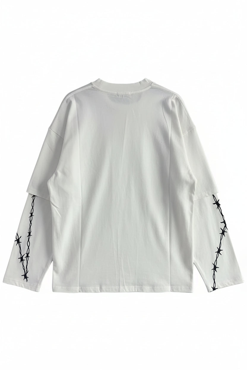 T-Shirt Manica Lunga con Stampa Oversize - Duca Homme