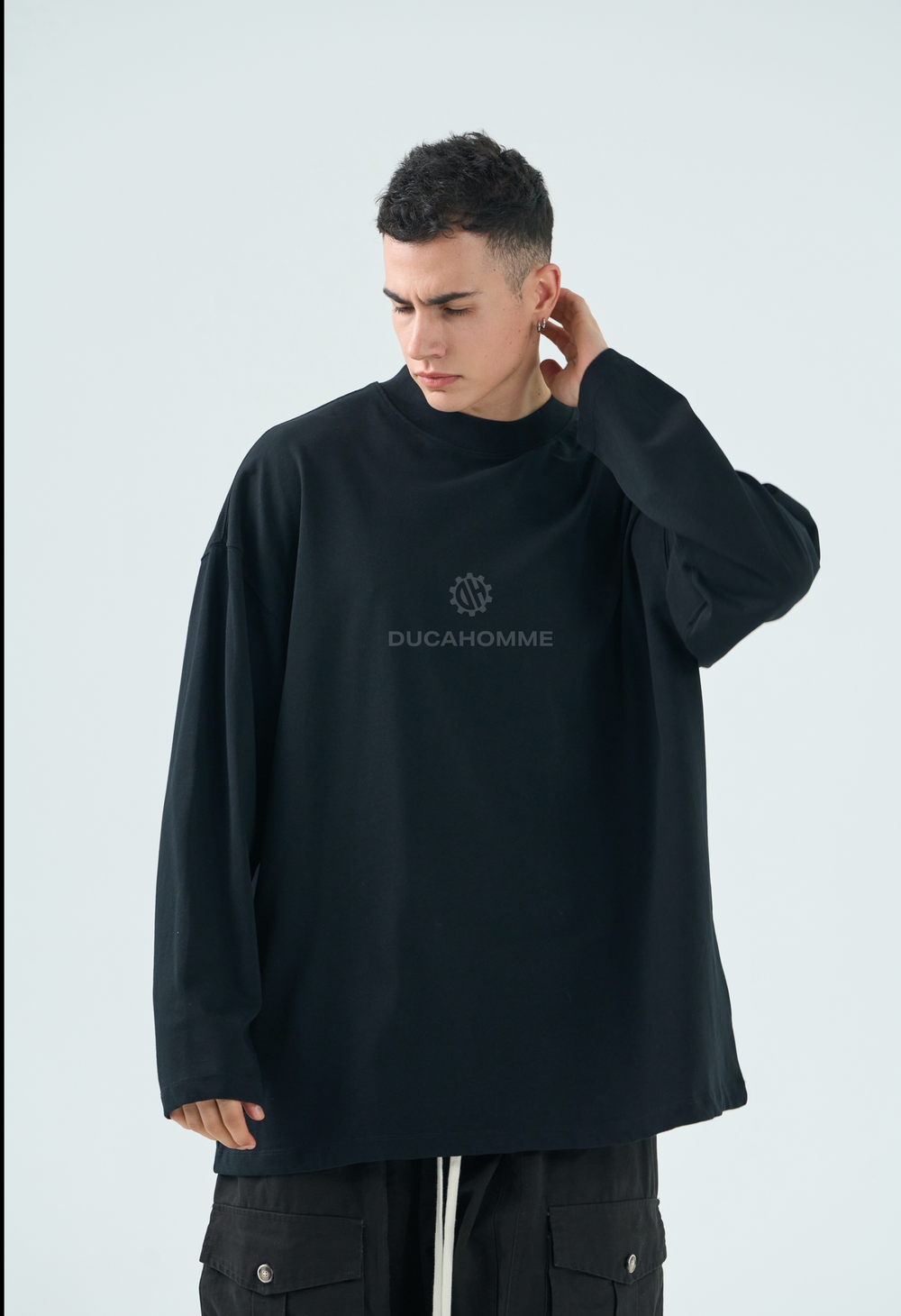 T Shirt Uomo Duca Homme Manica Lunga Nero