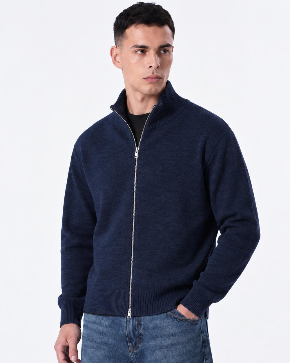Maglione Full zip-Duca Homme (blu)