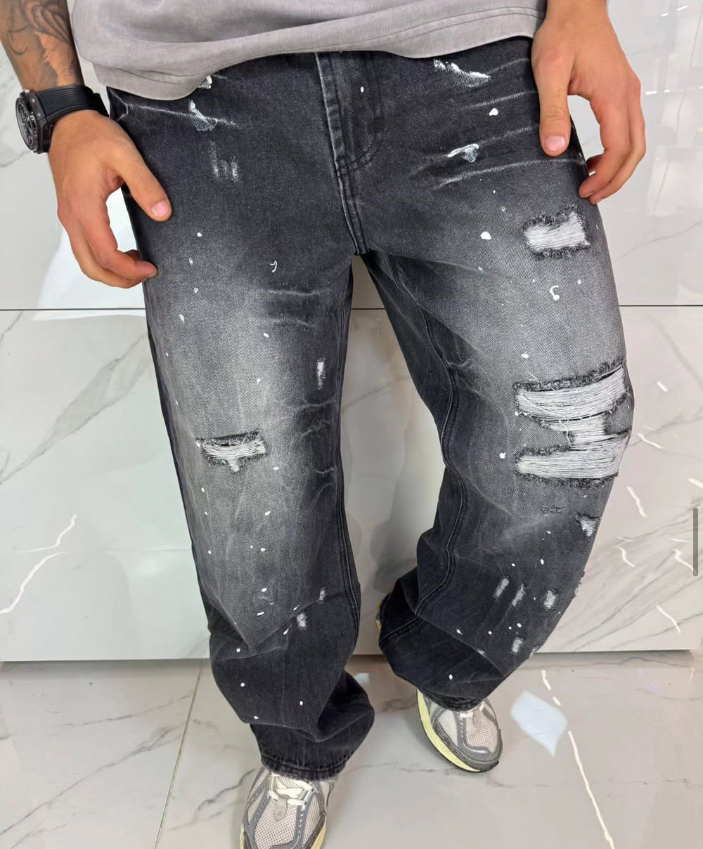 Jeans Baggy Uomo Duca Homme | Denim Scuro Loose Fit | Gamba Larga