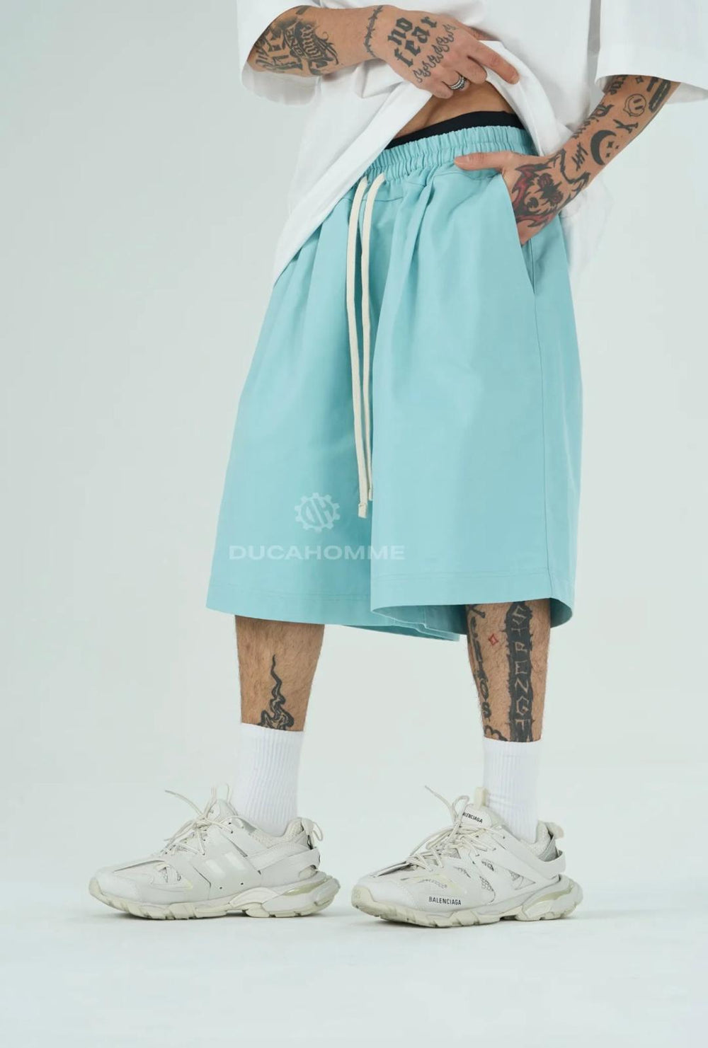 Bermuda Oversize Cotone Uomo | Duca Homme (celeste)