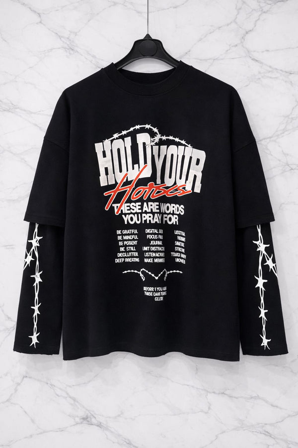 T-Shirt Manica Lunga con Stampa Oversize - Duca Homme