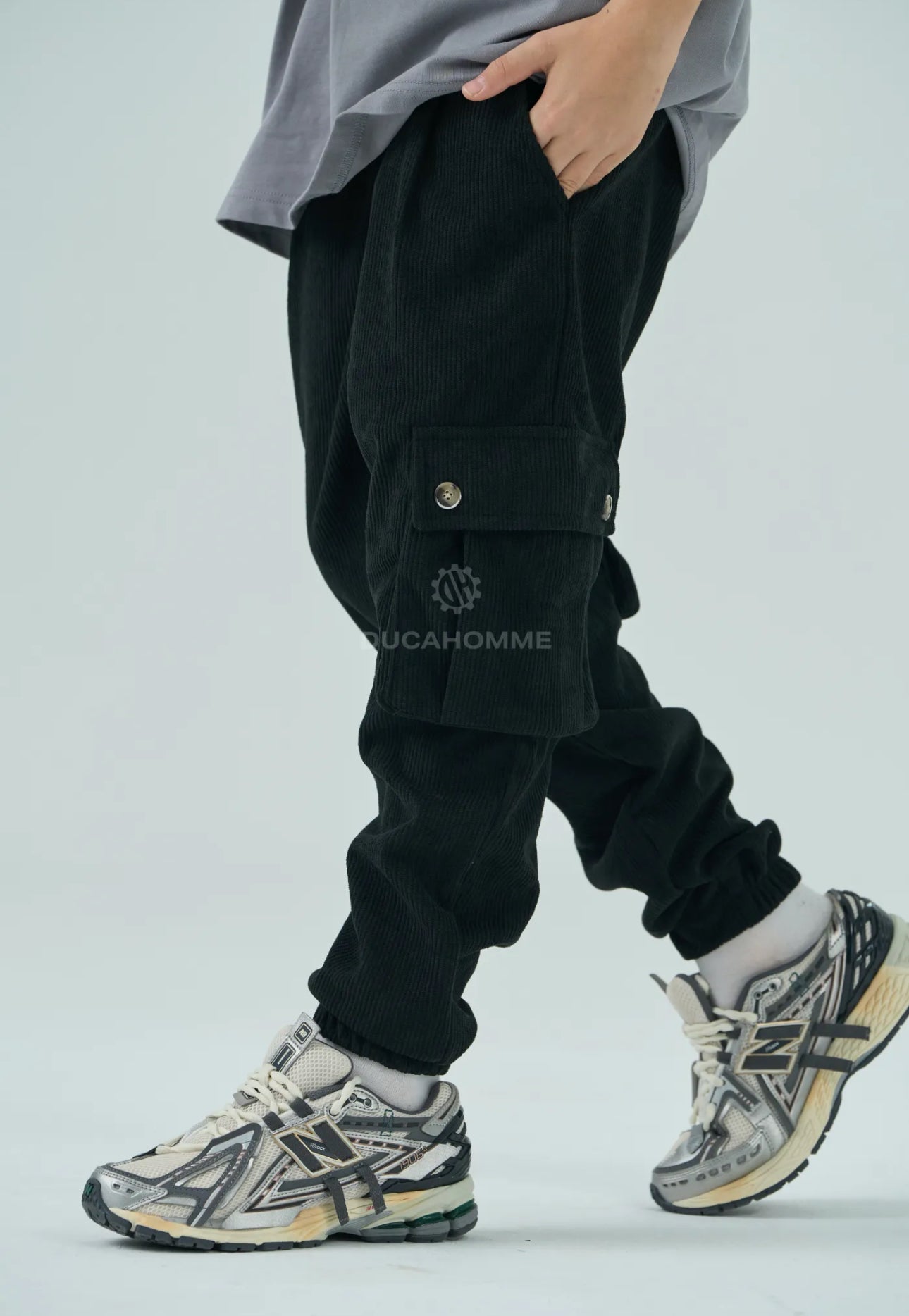 Pantaloni Cargo in Velluto a Righe Duca Homme Bambino | Fondo Elasticizzato