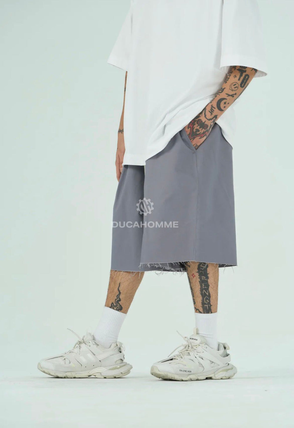 Bermuda Over Taglio Vivo | Duca Homme (grigio)