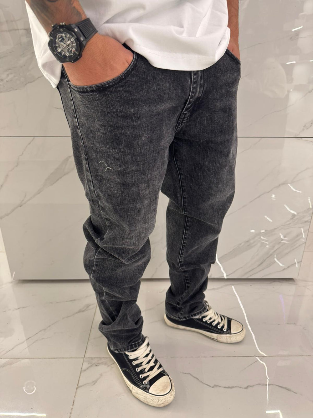 Jeans Regular Uomo Duca Homme | Denim  Regular  Fit | Nero