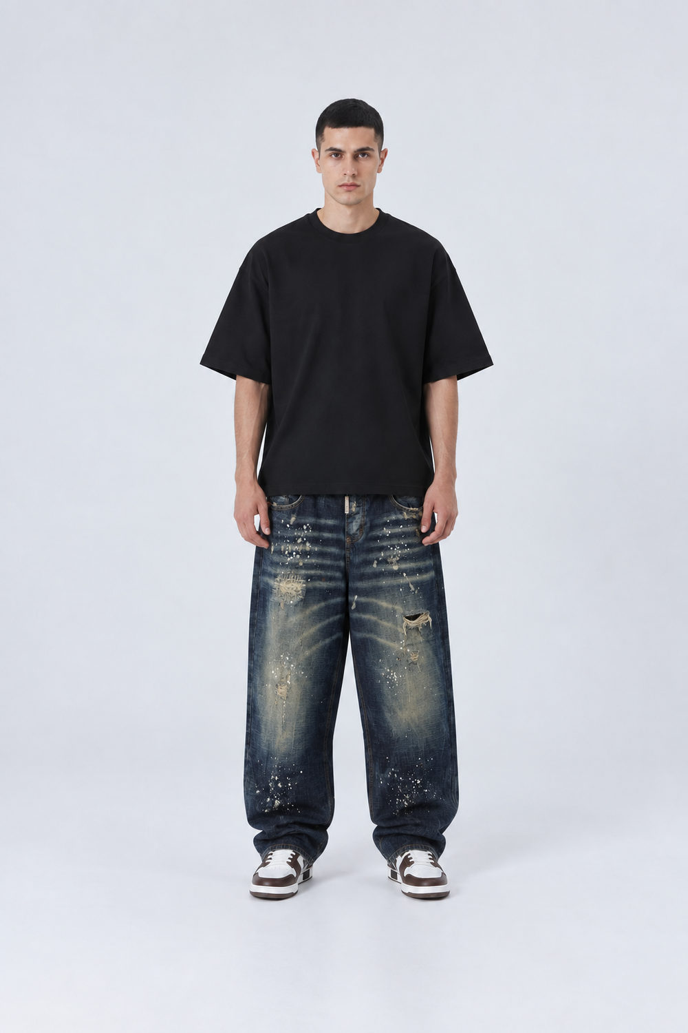 Jeans Baggy Schizzi Vernice | Duca Homme