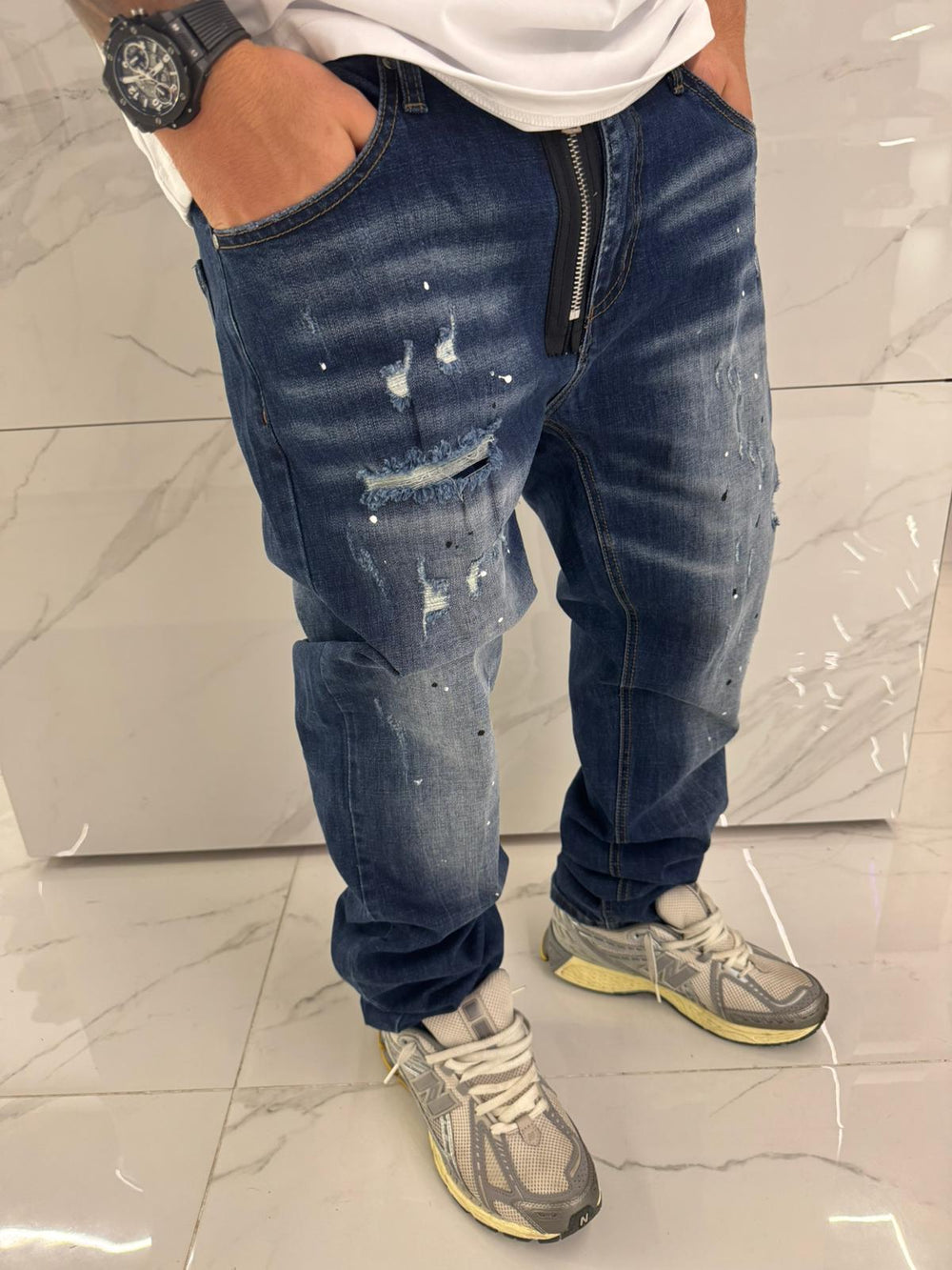 Jeans Baggy Uomo Duca Homme | Denim Chiaro Loose Fit | Gamba Larga