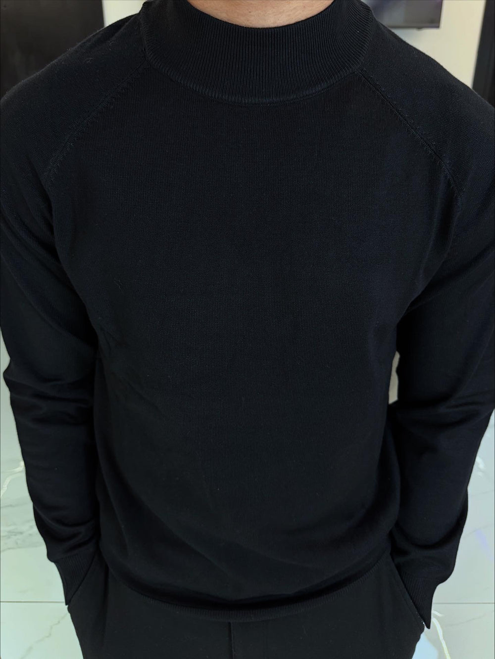 Maglione Lupetto Nero in Cotone Leggero - Duca Homme