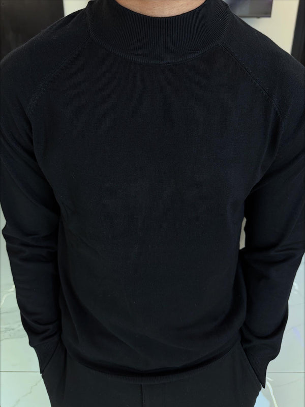 Maglione Lupetto Nero in Cotone Leggero - Duca Homme