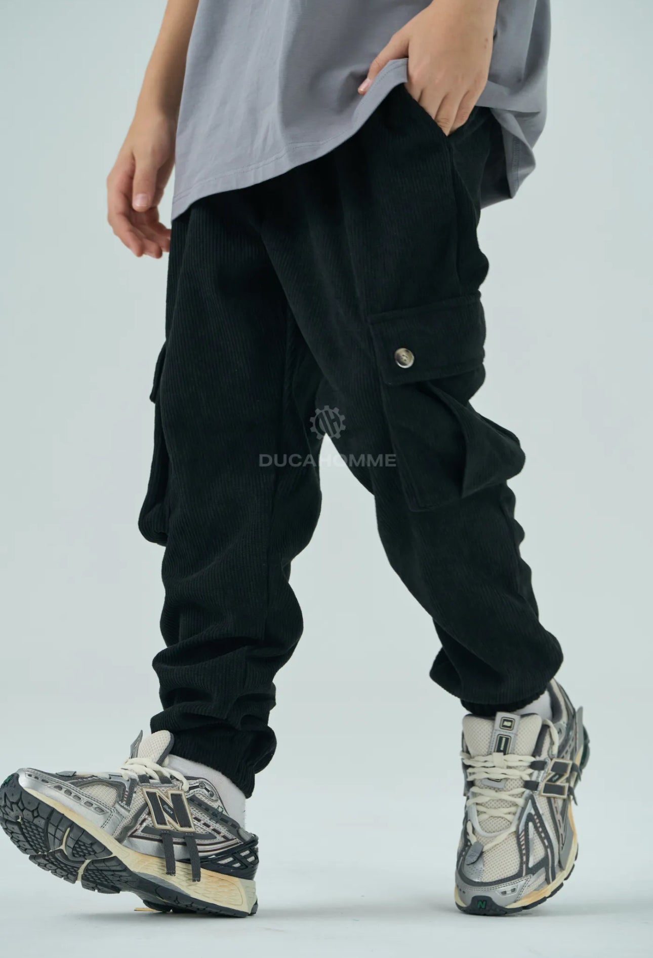 Pantaloni Cargo in Velluto a Righe Duca Homme Bambino | Fondo Elasticizzato