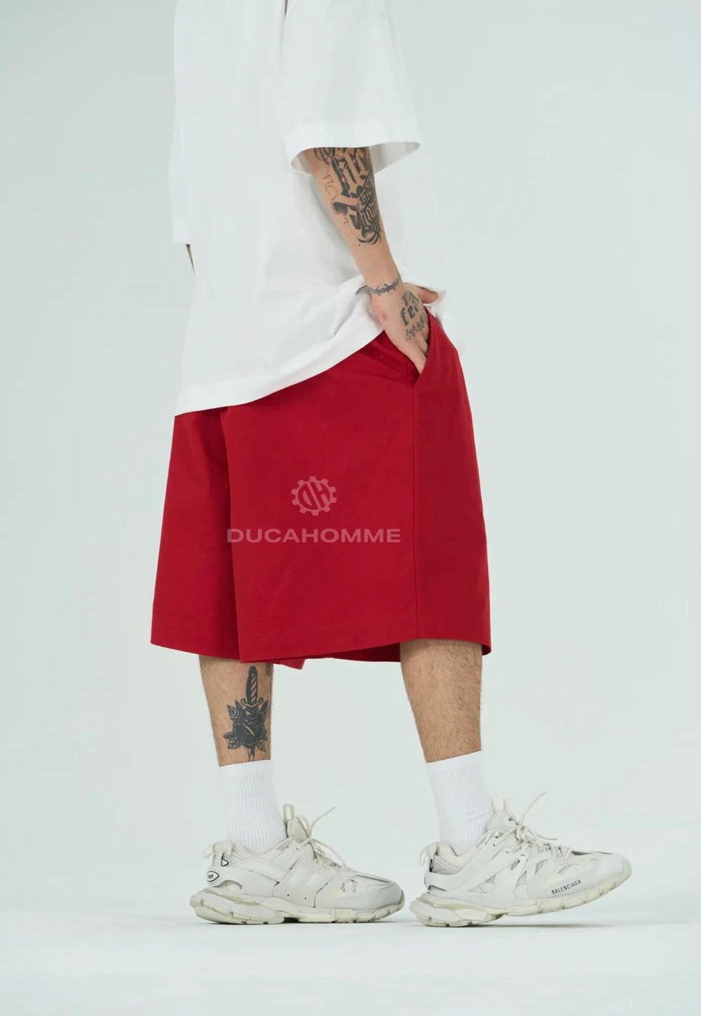 Bermuda Oversize Cotone Uomo | Duca Homme (rosso)