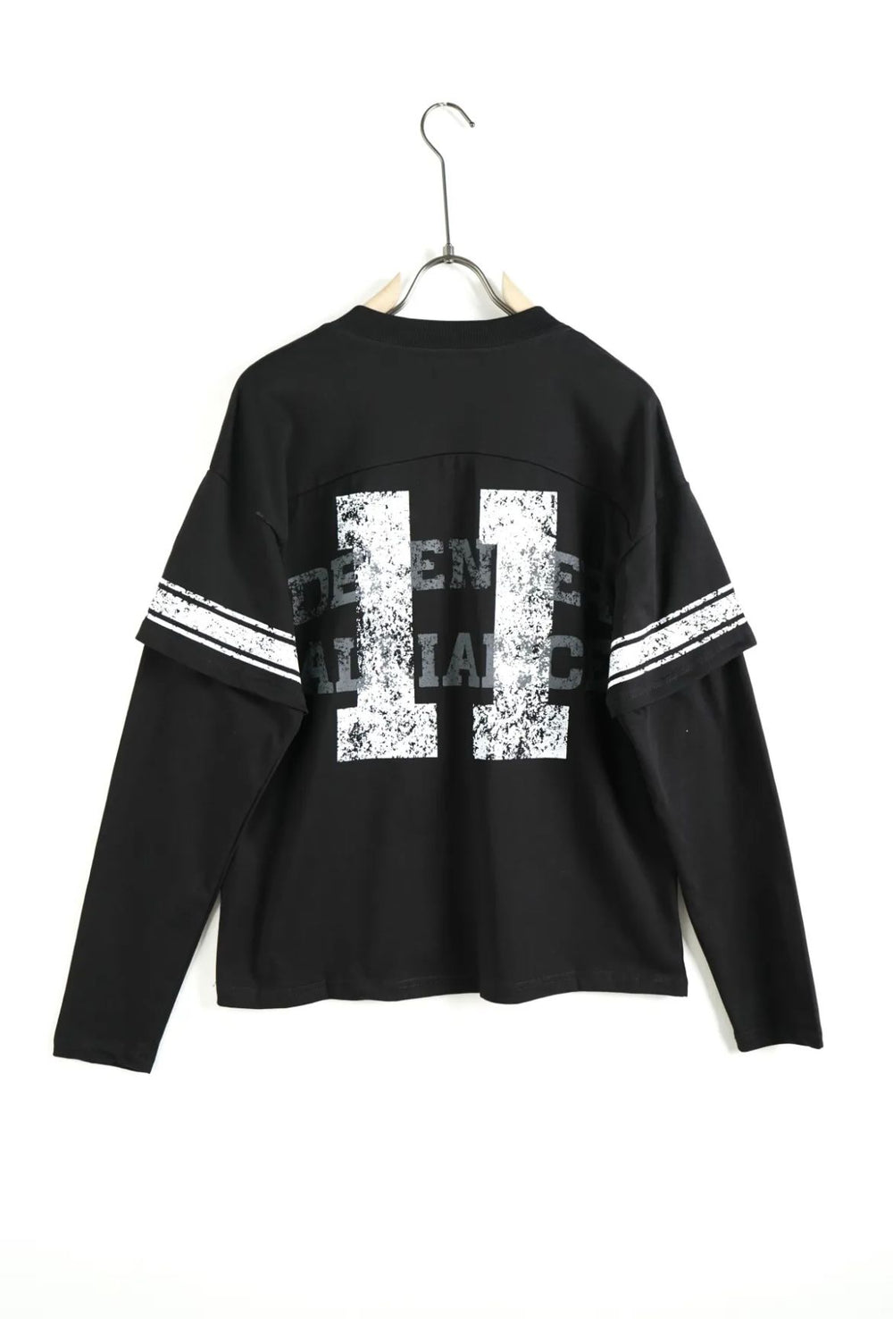 T-Shirt Manica Lunga Nera con Stampa Oversize - Duca Homme