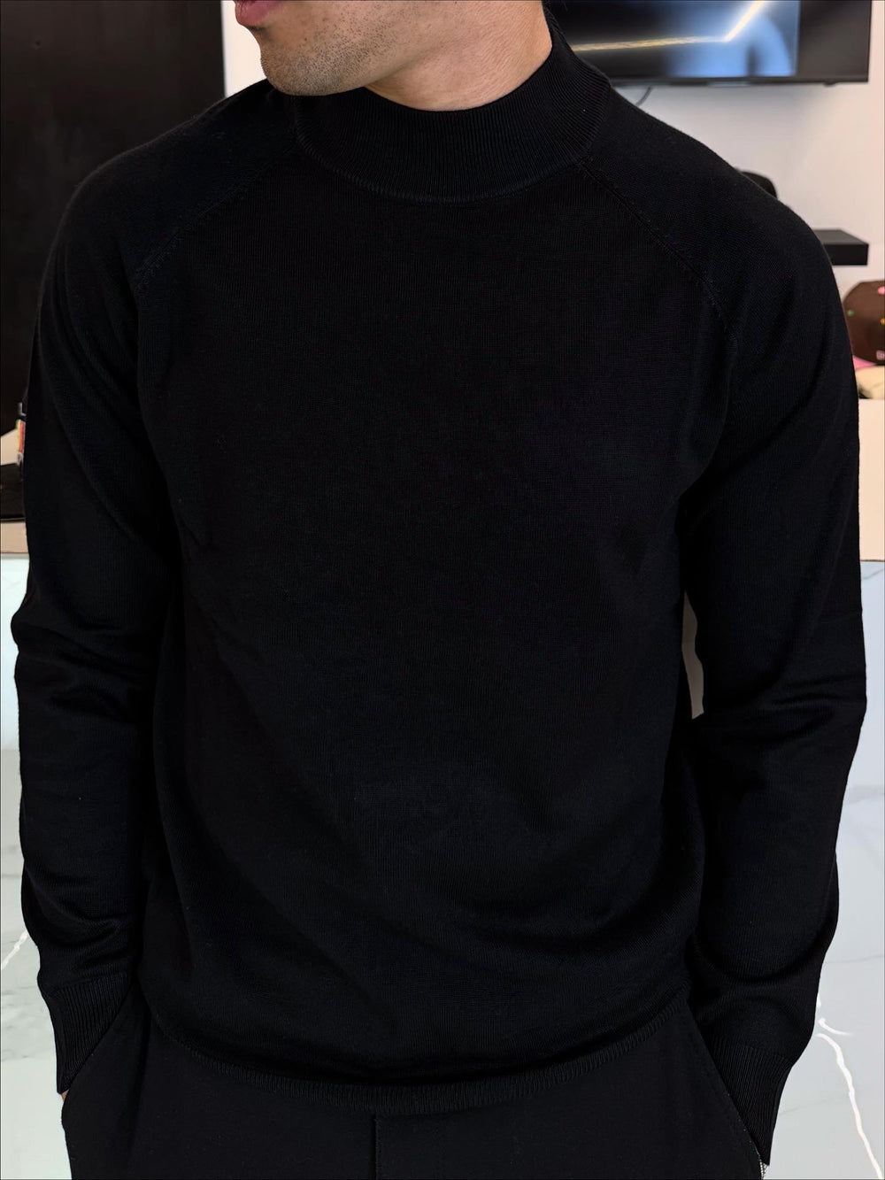 Maglione Lupetto Nero in Cotone Leggero - Duca Homme