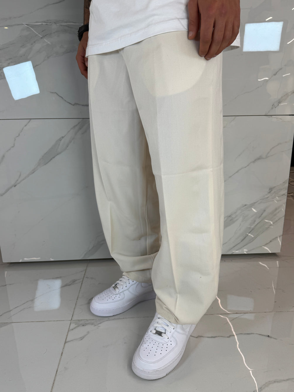 Pantalone Garzato Baggy Elegante Panna - Fit Oversize Premium | Duca Homme