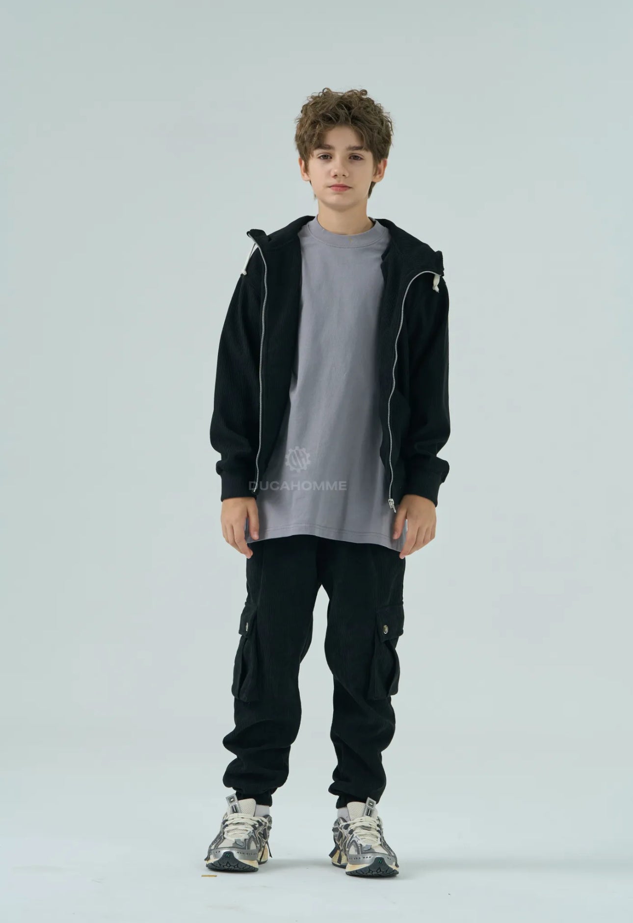 Felpa Costine Nera Bambino Duca Homme | Girocollo Streetwear Kids