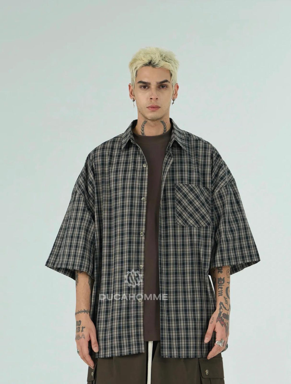 Camicia a Quadri Over Size | Duca Homme (nero)