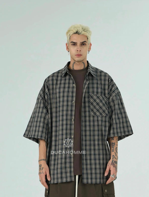 Camicia a Quadri Over Size | Duca Homme (nero)