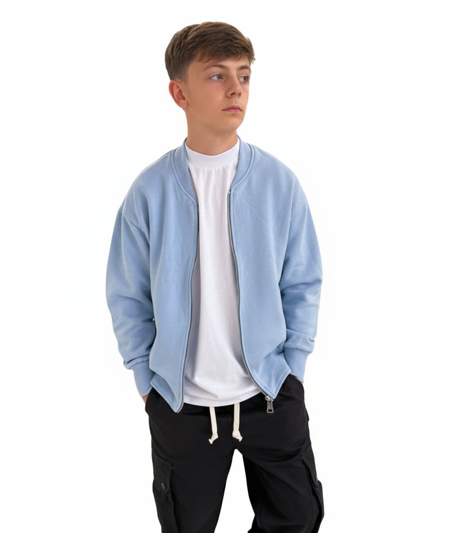Giacca College Bambino Duca Homme Celeste | Bomber Stile Varsity | Fit Comodo