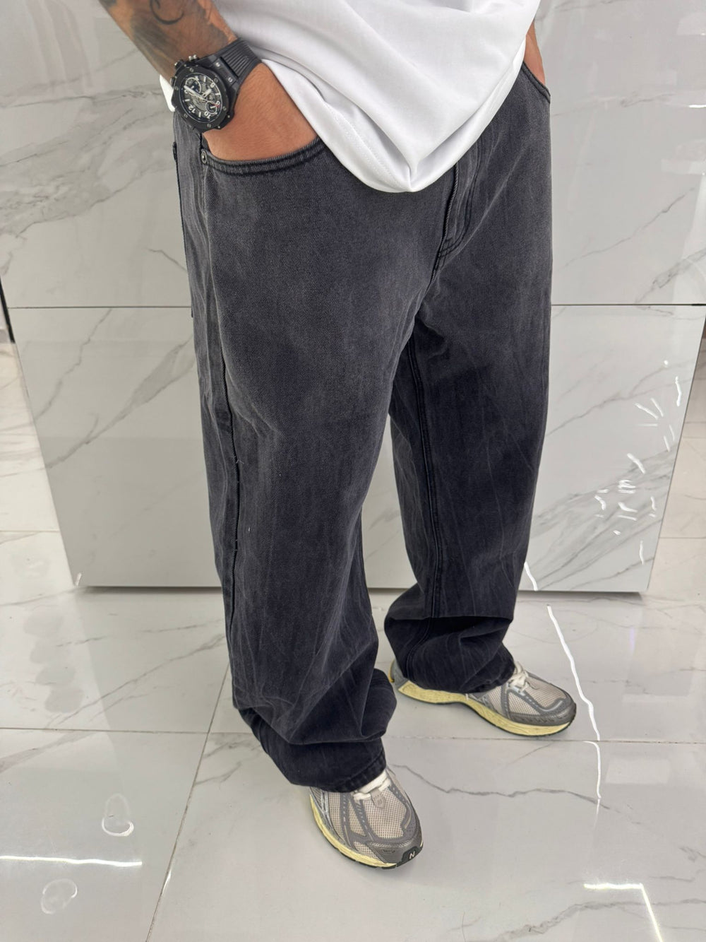 Jeans Baggy Uomo Duca Homme | Denim Scuro Loose Fit | Gamba Larga