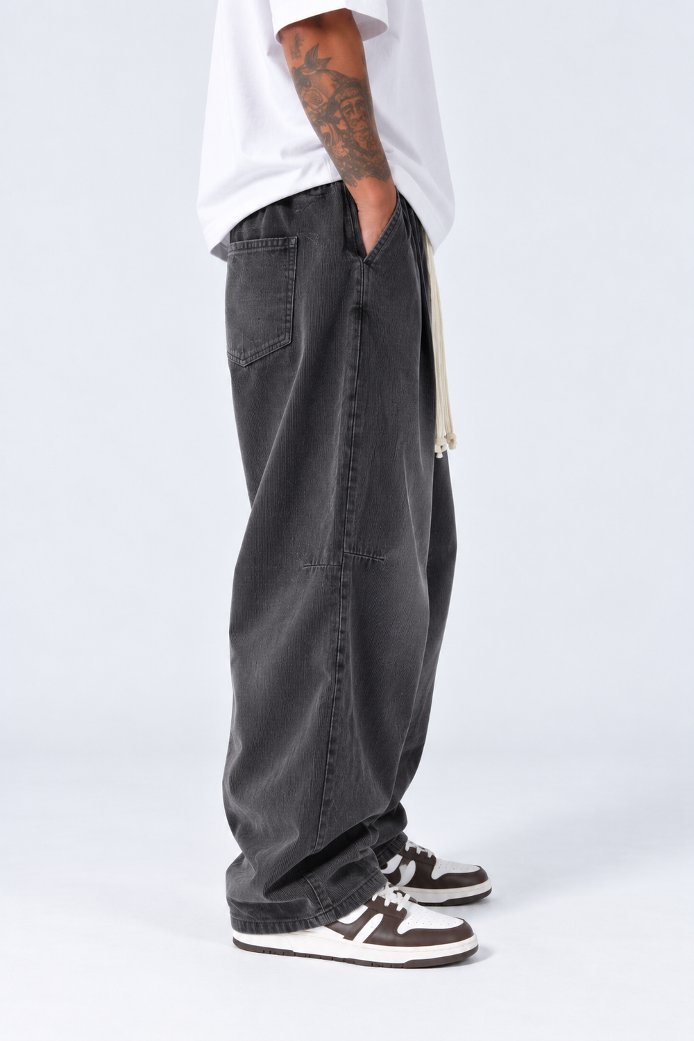 Pantalone Baggy Costine | Duca Homme (grigio piombo)