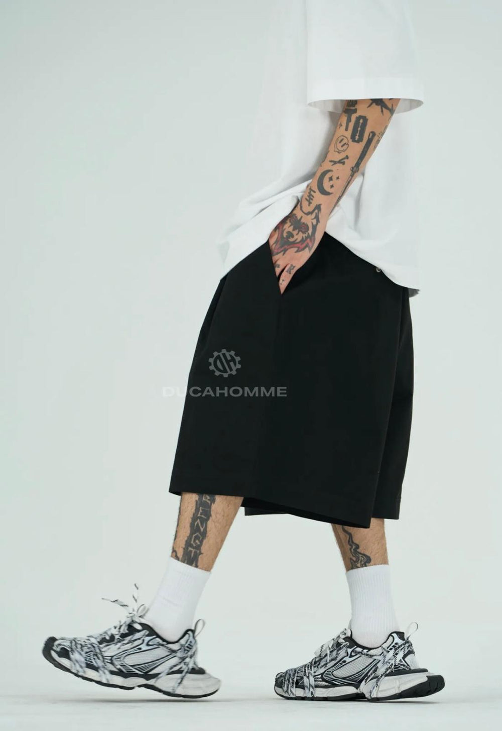 Bermuda Oversize Cotone Uomo | Duca Homme (nero)