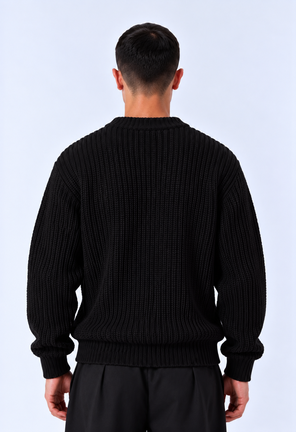 Maglione Girocollo a Coste | Duca Homme (nero)