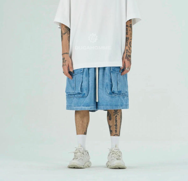 Bermuda Jeans Cargo Baggy | Duca Homme (blu chiaro)