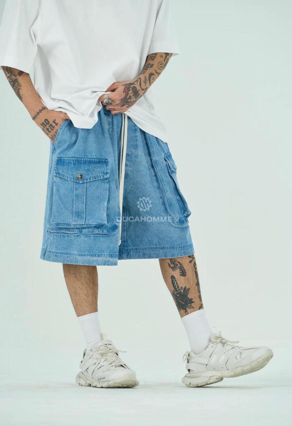 Bermuda Jeans Cargo Baggy | Duca Homme (blu chiaro)
