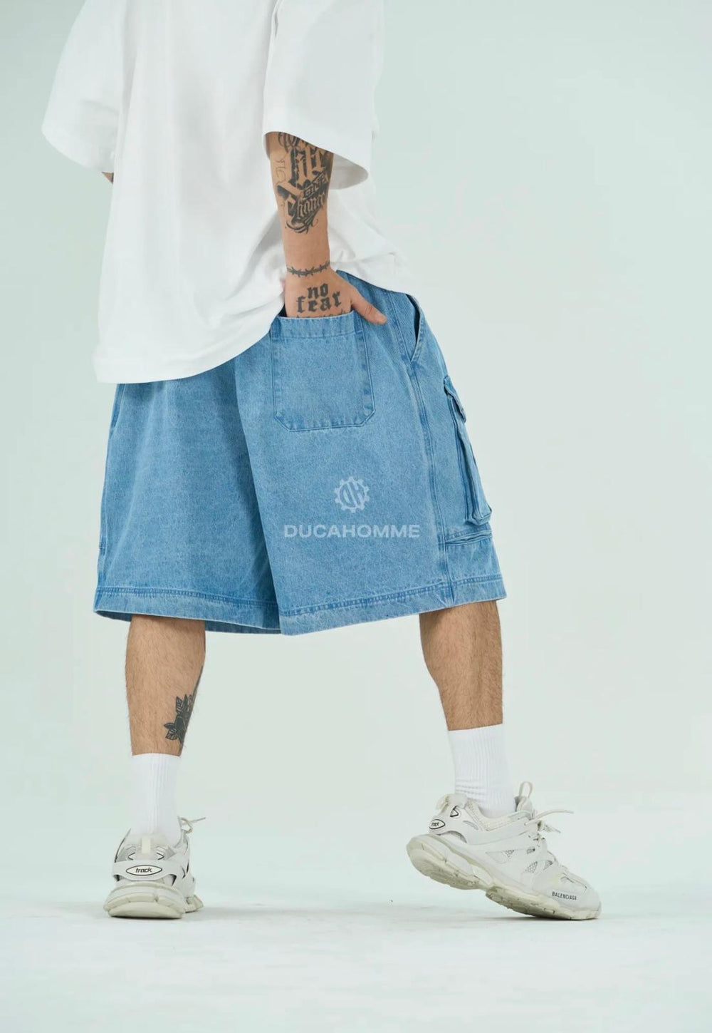 Bermuda Jeans Cargo Baggy | Duca Homme (blu chiaro)