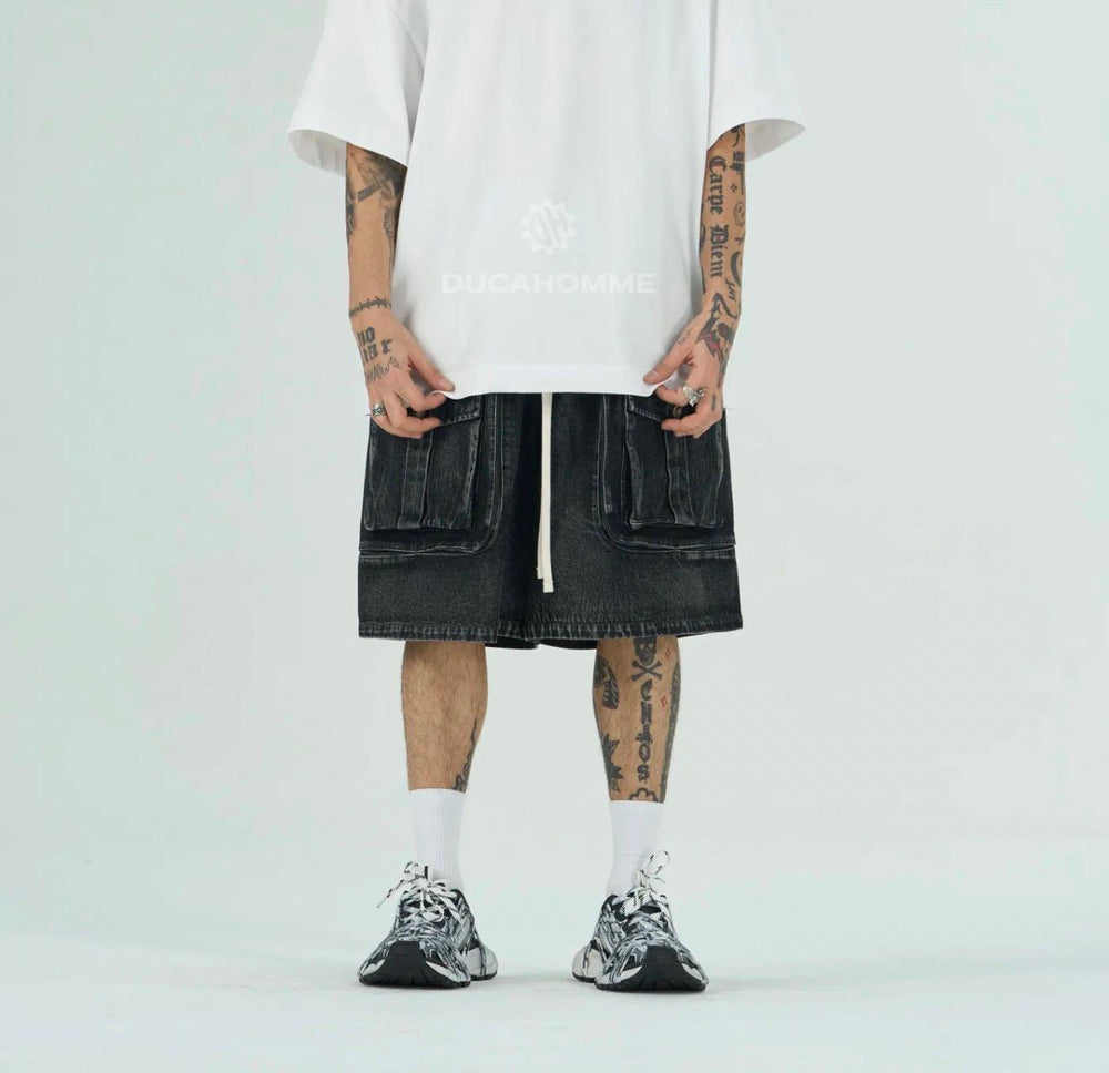 Bermuda Jeans Cargo Baggy | Duca Homme (grigio)