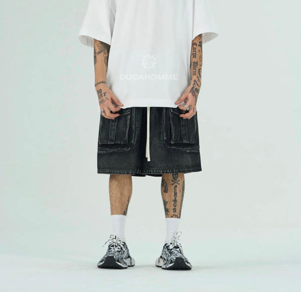 Bermuda Jeans Cargo Baggy | Duca Homme (grigio)