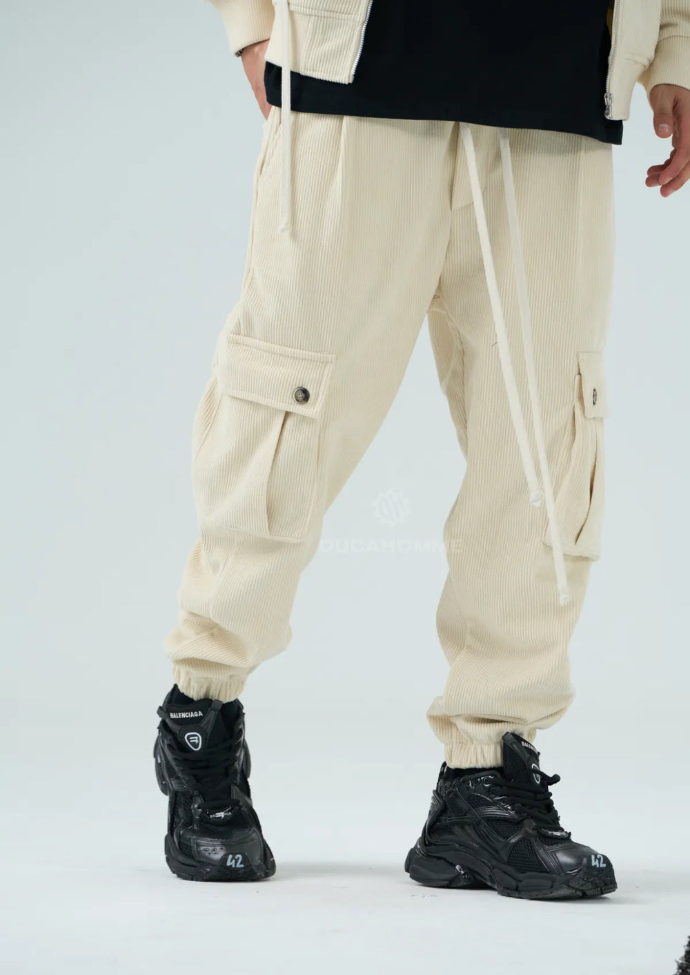 Pantaloni Cargo in Velluto a costine Duca Homme Uomo | Fondo Elasticizzato