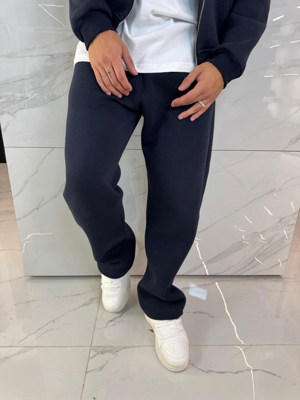 Pantaloni Tuta Blu Notte Fondo Largo Duca Homme | Streetwear Uomo