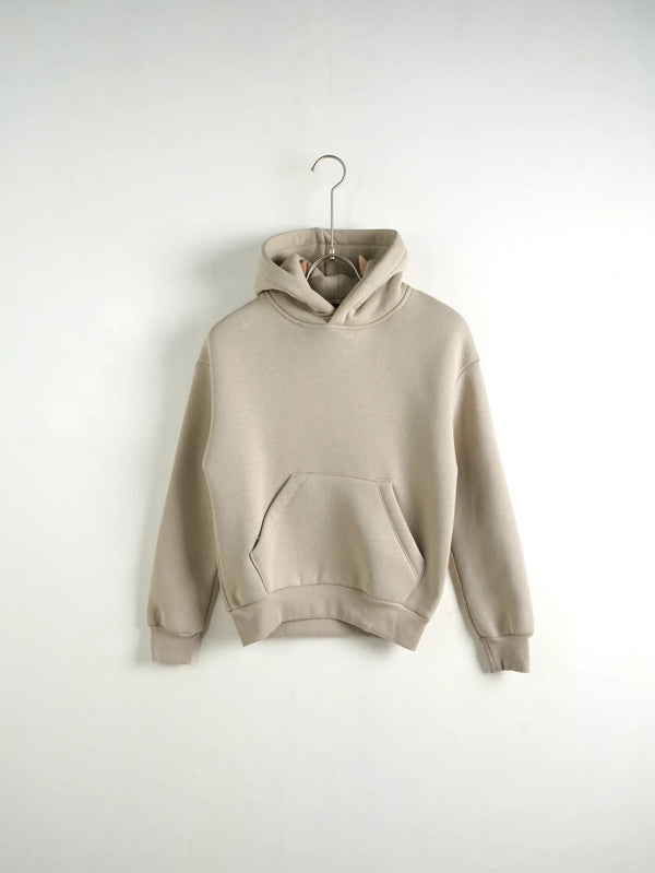 Felpa con Cappuccio Beige Tinta Unita Bambino - Duca Homme Junior