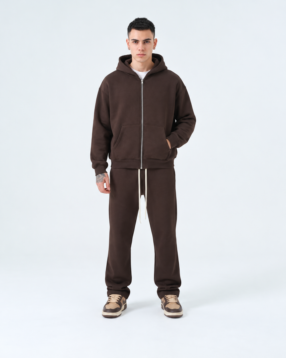 Completo Tuta Felpata Full zip | Duca Homme (marrone)