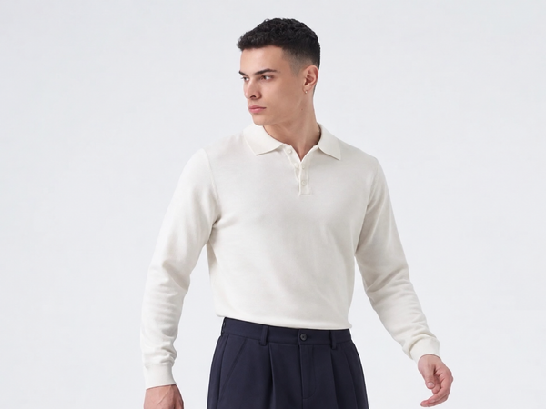 Polo Long Sleeve-Duca Homme (bianco)