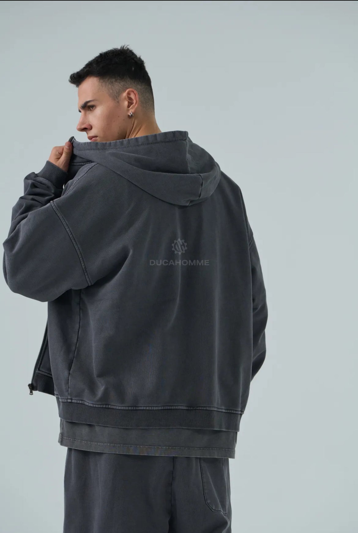 completo felpa e pantaloni oversize uomo duca homme