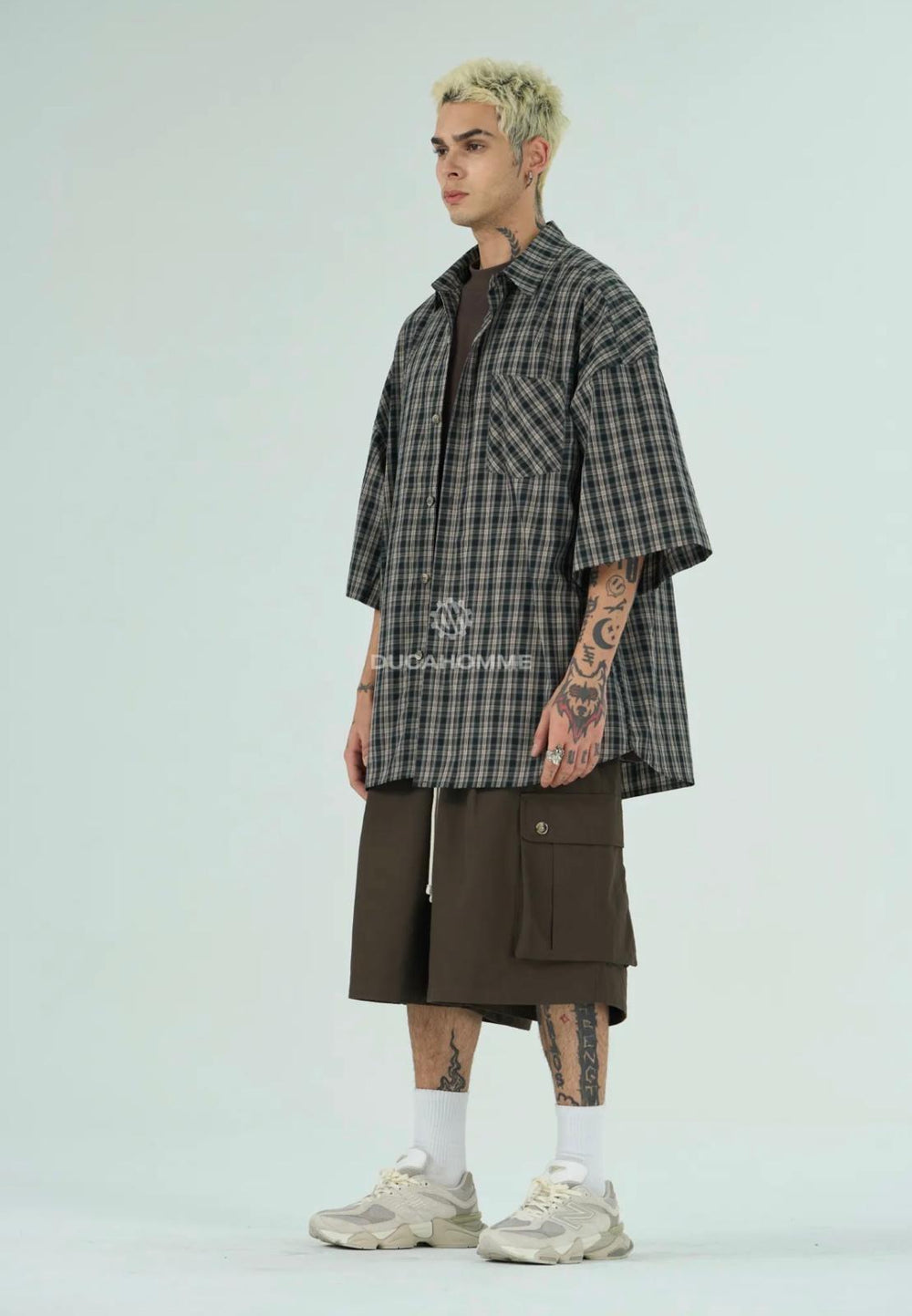 Camicia a Quadri Over Size | Duca Homme (nero)