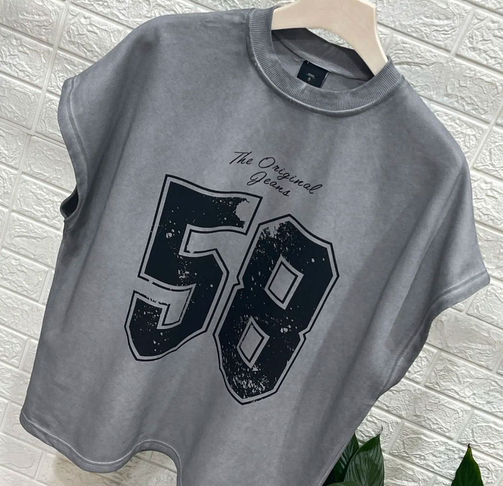 T-Shirt Oversize Grigia con Stampa Uomo - Duca Homme