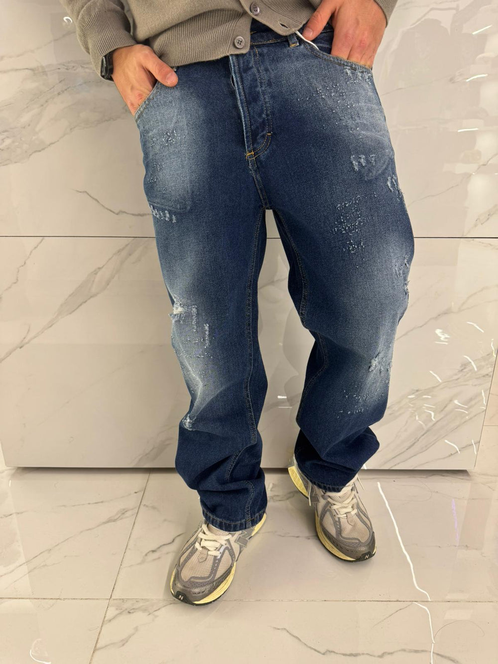 Jeans Baggy Uomo Duca Homme | Denim Scuro Loose Fit | Gamba Larga