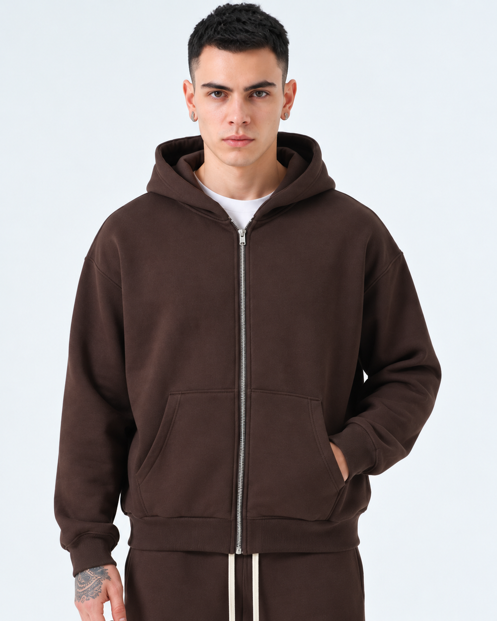 Completo Tuta Felpata Full zip | Duca Homme (marrone)