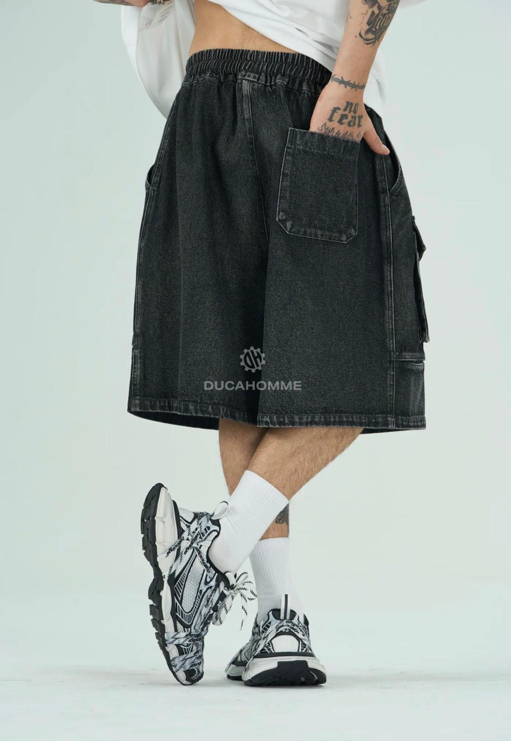 Bermuda Jeans Cargo Baggy | Duca Homme (grigio)