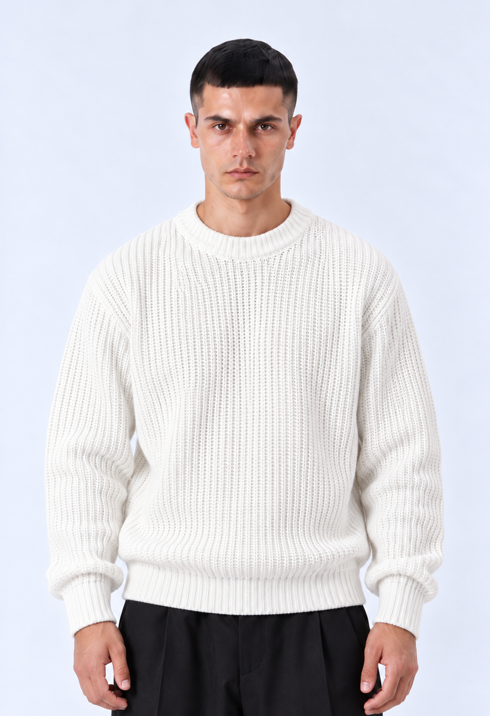 Maglione Girocollo Coste | Duca Homme (bianco)